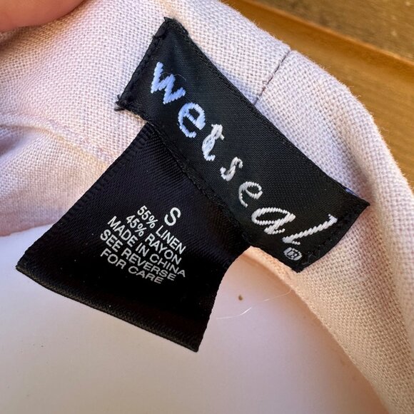 Wet Seal Y2k Light Pink Single Button Crop Cardigan Mini Linen Coat Size S - Picture 2 of 5
